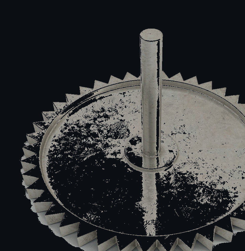 Cowles sawtooth disperser: a flat circular disc with sharp triangular teeth around the rim, used for extreme local shear